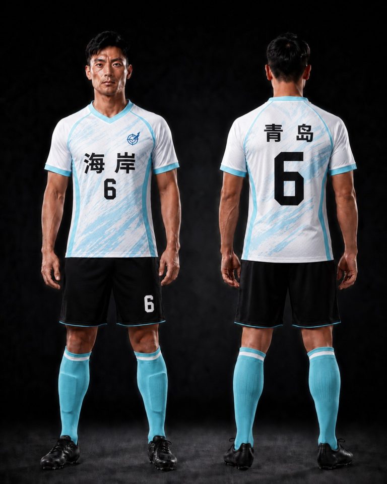 青岛海岸队主场球服前后双视图